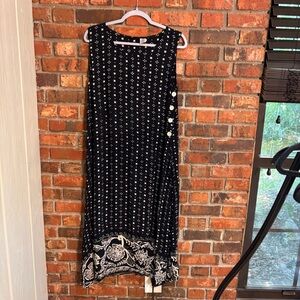 Womens rayon retro floral maxi shift dress black M